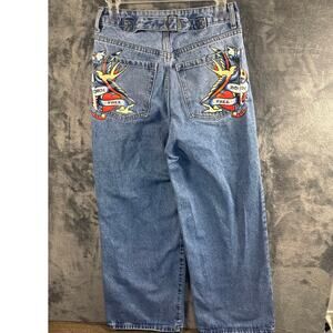 Streetwear x Ed Hardy Born Free Women’s Loose Fit Wide Leg Denim Jeans size 26